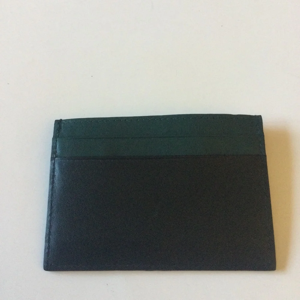 TED BAKER SANISE MENS LEATHER CARD HOLDER BLACK/GREEN NWOT